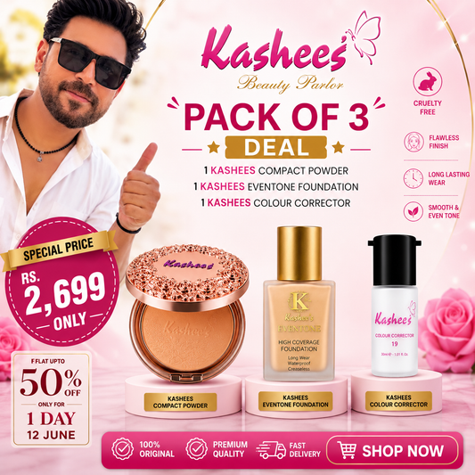 Kashee,s Pack Of 3 Eventone Foundation,Compact Powder,Colour Corrector